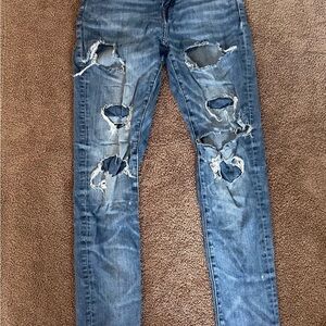 American Eagle Outfitters High Rise Blue Jeans Distressed